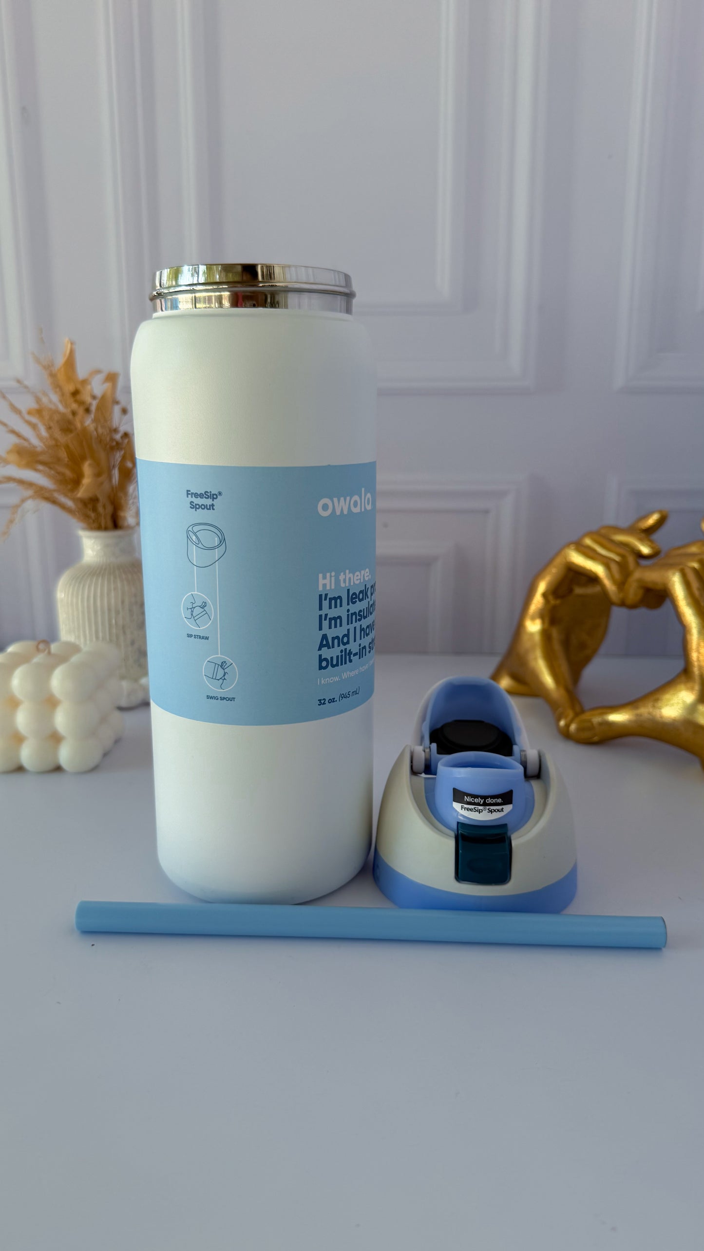Termo Owala 32OZ azul con blanco