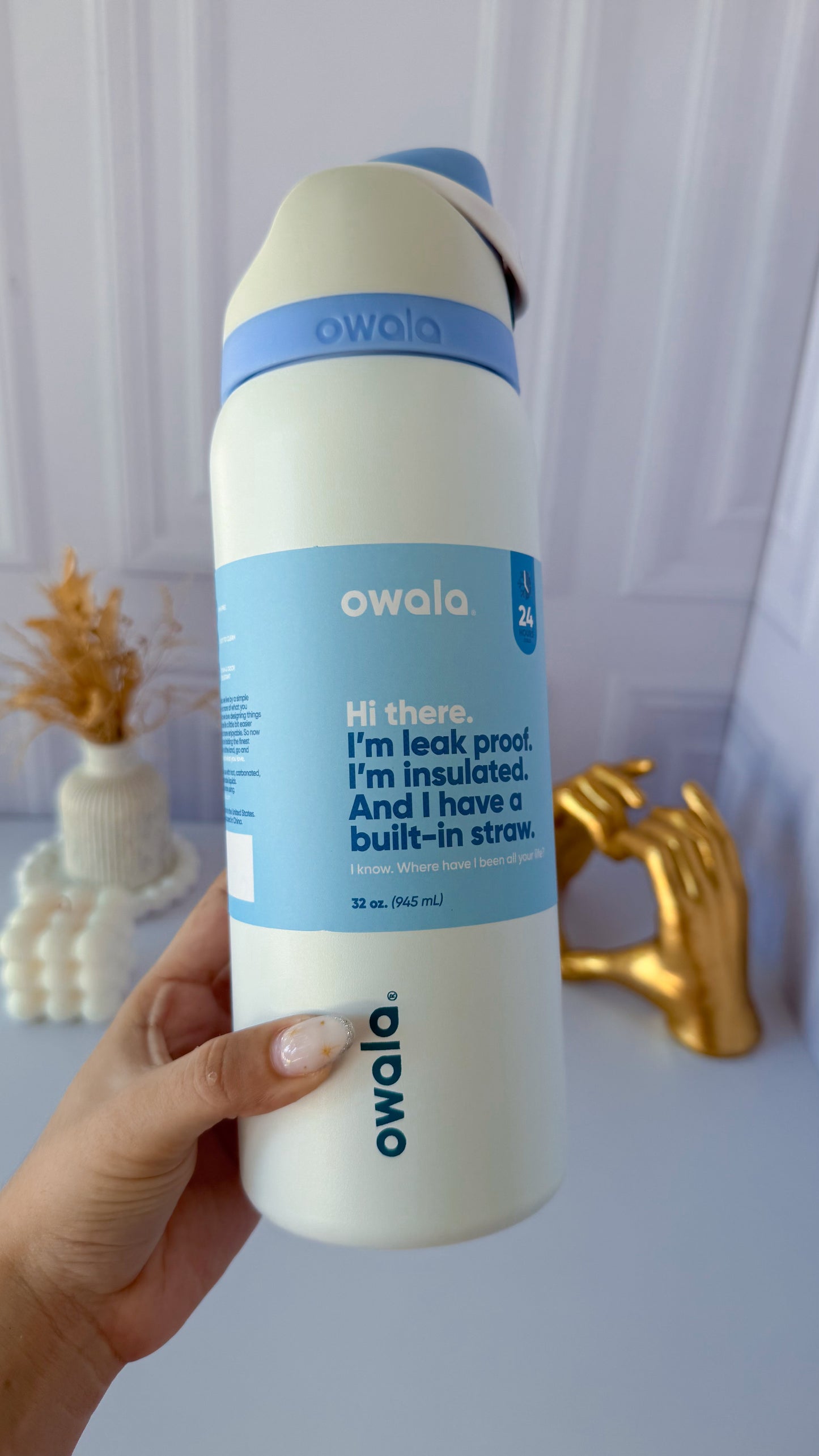 Termo Owala 32OZ azul con blanco